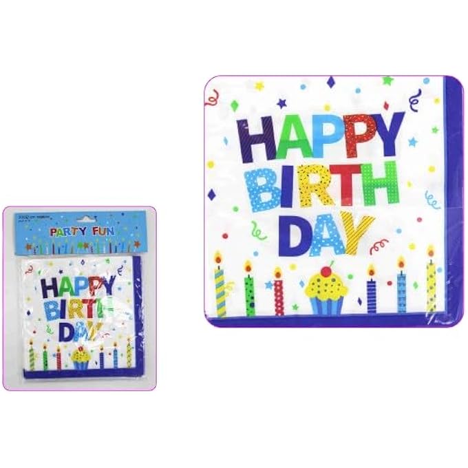 HAPPY BIRTHDAY PAPER NAPKINS 33X33CM 2 PLY12 PIECE SET FOR FESTIVE CELEBRATIONS AND PARTY DECOR PERFECT FOR CAKE SNACKS AND MEMORABLE GATHERINGS - Image 2